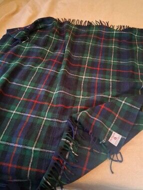 Troy Robe Tartan Plaid Fringe Wool Throw Blanket - Square